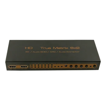 HD Matrica 6X2 PIP 4K 1080P 3D LANKO Audio Extractor Edid 5.1 CH Jungiklis Splitter 6 Input 2 Išvestis, Nuotolinio Valdymo pultas