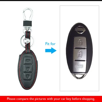 Oda Automobilių Klavišą Atveju Nissan Qashqai Pathfinder Atvirkščiai Tidda Murano Nesąžiningi X-Trail Keyless Nuotolinio Fob Padengti Auto Keychain Krepšys