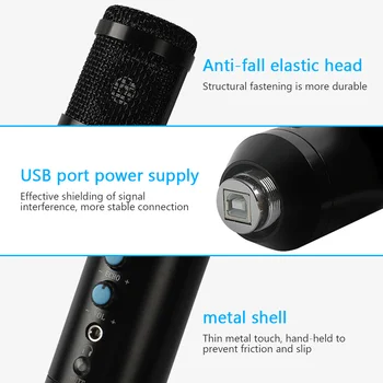 Metalo USB Kondensatoriaus Įrašymas Mikrofonas Nešiojamąjį kompiuterį 