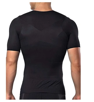 Vyrų Kūno Glass Toning T-Shirt Kūno Shaper Korekcinių Laikysena Marškinėliai Lieknėjimo Diržas Pilvo Pilvo Riebalų Deginimas Suspaudimo Korsetas