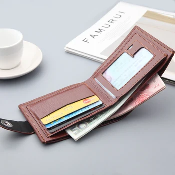 Vyrų piniginės Trumpas horizontalus NAUJAS piniginės vyrų Britų atsitiktinis multi-card maišelis Magnetinis sagtis Retro trikampis lankstymo 644