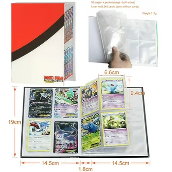 240pcs Pokemon Kortas Albumą Knygos TAKARA TOMY Turėtojas Rišiklio Anime Žaidimas GX Vmax Kortelės Kolektorius Aplanko Vaikai Pakrautas Sąrašą Žaislai Dovana