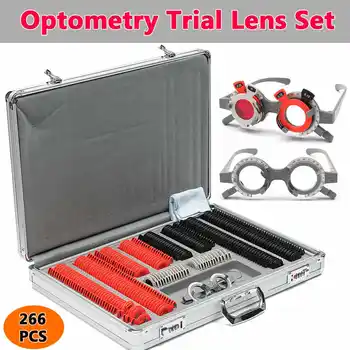 266Pcs Optinis Takas Lęšis Reguliuojamas Optometry Metalo Ratlankio Atveju Rinkinys Akių Testas Nustatyti, Oftalmologas Optometry Bandymas bandymų Rėmo Stiklo