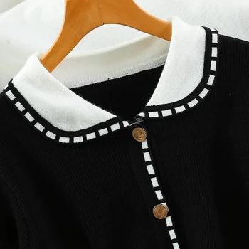 Korėjos 2020 m. Rudenį Megztinis kostiumas Moterims Dviejų dalių Komplektas Vieną Krūtinėmis Megztiniai Megztinis Viršuje + Sijonas Nustatyti Moterų 2 dalių Komplektas Femme TZ581