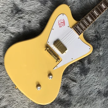 Custom shop, elektrinė gitara, grietinėlė, geltona, 2020 m. naujų karšto pardavėjas, aukso aparatūros, pritaikoma forma ir logotipas ir apdaila.