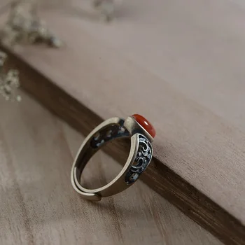 925 sidabro Tailando sidabro amatų žiedas su atkurti senovės būdų pietų raudonų senovinių sidabro žiedas didmeninė atidarymo moterų modelis