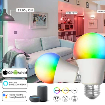 WiFi Smart Lemputė E27 B22 RGB LED Lempos, šviesos srautą galima reguliuoti, su Pažangaus Gyvybės APP Valdymas Balsu, Google Namų/Alexa/Homekit/ 