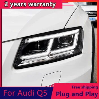 Automobilių Stiliaus Audi Q5 Žibintai 2009-2018 Q5 Visi LED Žibintai DRL LED Dvigubo Objektyvo Šviesos sklaidytuvas