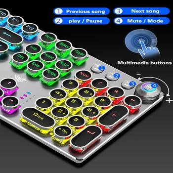 AULA retro keycap žaidimų mechaninė klaviatūra mėlyna/juoda /ruda įjungti stabdžių-šešėlius USB laidinė LED apšvietimu žaidimų klaviatūra