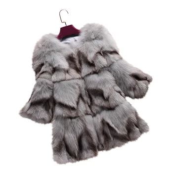 Dažyti Pilkai Rausva, Balta Nekilnojamojo Blue Fox Fur coat outwear ilga striukė žiemos drabužių Outwear Žiemos Tranšėjos Paltai Moterims Kailiniai