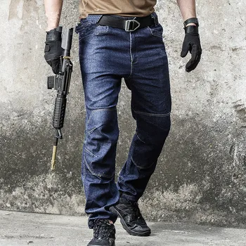 Taktinis SWAT Multi Pocket Džinsinio audinio Kelnės Armijos Kovos Džinsai Vyrams Nešiojami Specialiųjų Pajėgų Lankstus Karinės Džinsai, Ilgos Kelnės