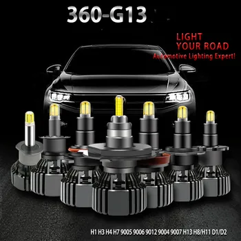 2vnt 12v 48 Žetonų 3D LED 360 Laipsnių H1 H4 H7, H8, H11 HB3 9005 9006 HB4 LED Žibintų Lemputes Error Free Auto Canbus Žibintai