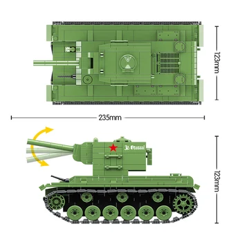 Karinės Sovietų Rusija KV, 2 Sunkusis Tankas Panzer Blokai Suderinama Kareivis WW2 Policijos Ginklas Plytų Žaislai Berniukams