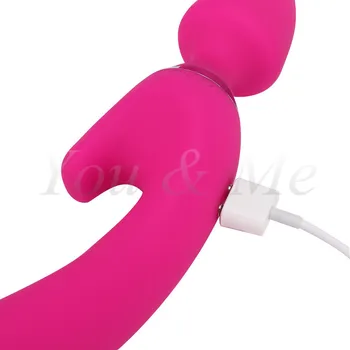 Dual AV Vibratoriai Sekso Žaislai Moteris USB Įkrovimo Magic Wand Massager G-Spot Vibruojantis Dildo Analinis Vibratorius Suaugusiųjų Sekso Produktas
