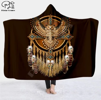 Plstar Cosmos Black Vietinių Indėnų Lakotų Kaukolė Gobtuvu Antklodė 3D full spausdinti Nešiojami, Antklodė, Suaugusiems, vyrams, moterims, stilius-6