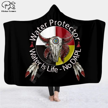 Plstar Cosmos Black Vietinių Indėnų Lakotų Kaukolė Gobtuvu Antklodė 3D full spausdinti Nešiojami, Antklodė, Suaugusiems, vyrams, moterims, stilius-6