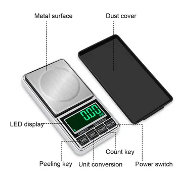 100g/200g/300g/500g/1 kg 0.01 g Mini Papuošalai Masto USB Įkrovimo Kišenėje Skaitmeninės Svarstyklės tikslūs Elektroniniai Balansas Svoris Masto