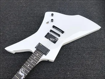 Aukštos kokybės 6-string elektrinė gitara, formos gitara, baltais dažais, aktyvus grandinės, juodas priedai, įskaitant pristatymo išlaidas