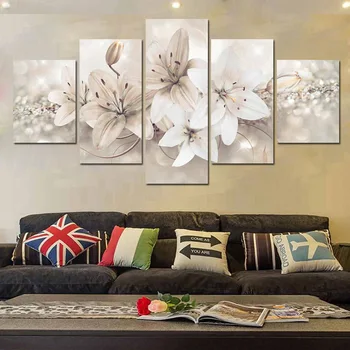 5 Gabalus HD Plakato Spausdinimas Aliejaus Tapybai Abstrakčių Gėlių Namų Puošybai Šiuolaikinio Gyvenimo Kambario, Miegamasis Sienos Menas Be Rėmo