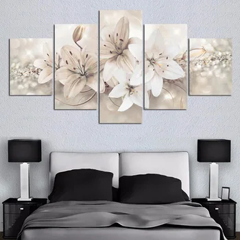 5 Gabalus HD Plakato Spausdinimas Aliejaus Tapybai Abstrakčių Gėlių Namų Puošybai Šiuolaikinio Gyvenimo Kambario, Miegamasis Sienos Menas Be Rėmo