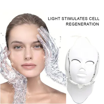 7 spalvų veido, kaklo kaukė fotonų šviesos microcurrent terapija, odos atjauninimas, raukšlių, spuogų valiklis veido gyvinti led šviesos kaukė