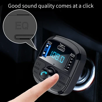 PATCHSKY Bluetooth 5.0 su QC3.0+Tipo c Uosto automobilinės laisvų Rankų įrangą Belaidžiu MP3 automobilių FM Siųstuvas, U disko parama/TF peržiūros