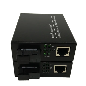 1 poros 1000base 1,25 G SC Simplex mode Fiber Optic RJ45 Enternet Media Converter Netlink konverteris optinio pluošto transiveris 20KM