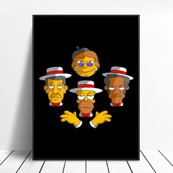 Simpsonai Ir Meno Tapybos Drobės plakatas Sienos Menas Nuotraukas Kambarį Namų Puošybai be Rėmelio