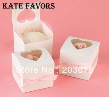 Baltojoje Knygoje Mini Cupcake Pyragas Dėžutė Su Langeliu Vestuves, Džiaugtis Ir Dovanos Pakuotė