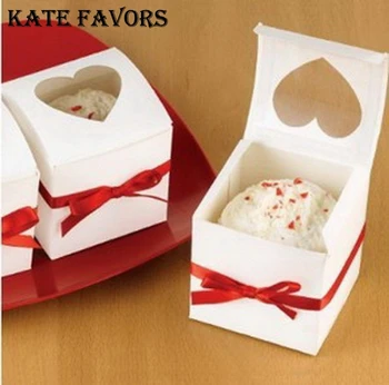 Baltojoje Knygoje Mini Cupcake Pyragas Dėžutė Su Langeliu Vestuves, Džiaugtis Ir Dovanos Pakuotė