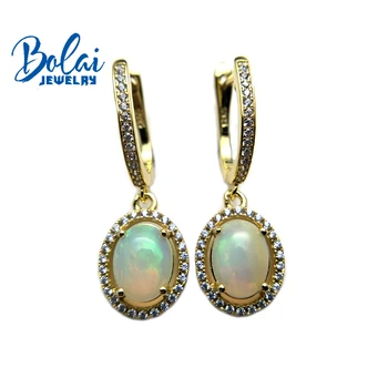 Bolaijewelry,Klasikinio stiliaus Natūralios opalas brangakmenio užsegimas auskarai 925 sterlingas sidabro fine jewelry mergina šalis nešioti geriausia dovana