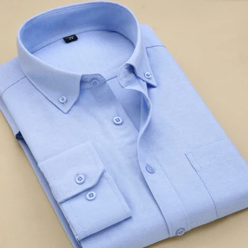 Mados Dryžuotas Oksfordo Marškinėliai Vyrams 2019 Nauja Mens Atsitiktinis Mygtuką Suknelė Marškinėliai Slim Fit Long Sleeve Verslo Socialinės Marškinėliai
