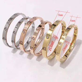 Klasikinis pora apyrankę auksu, rožinė aukso ir sidabro spalvos 6 cirkonis apyrankę vyrų ir moterų mados jewelryПара браслет со стразами