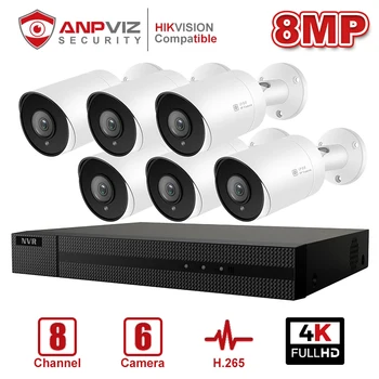 Anpviz 8CH 4K NVR 8MP Kulka POE IP Camera Kit Home/Lauko Apsaugos sistemos, stebėjimo kamerų Vaizdo Stebėjimo NVR Rinkiniai