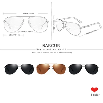 BARCUR Pilotas Poliarizuoti Saulės akiniai Vyrų Vairavimo Akiniai nuo saulės Ženklo Dizaineris Sporto Akiniai