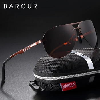 BARCUR Pilotas Poliarizuoti Saulės akiniai Vyrų Vairavimo Akiniai nuo saulės Ženklo Dizaineris Sporto Akiniai