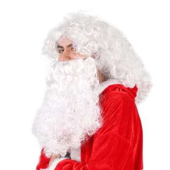 VEVEFHUANG Santa Claus Ilgi Banguoti Perukas Balta Kalėdų Senelio barzda nustatyti Išgalvotas Aukštos Temperatūros Pluošto Cosplay perukas