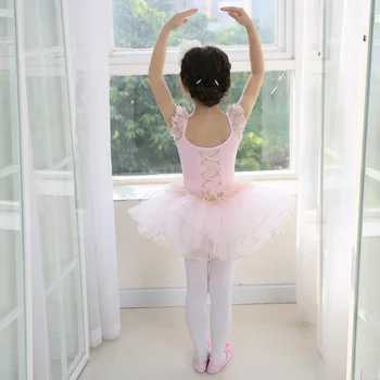 Baltas Gulbių Ežeras Baleto Kostiumas Trumpomis Rankovėmis Ballerina Drabužiai Vaikams, Vaikams Tutu Baleto Suknelė Nėrinių Baleto Dancewear Mergaitėms
