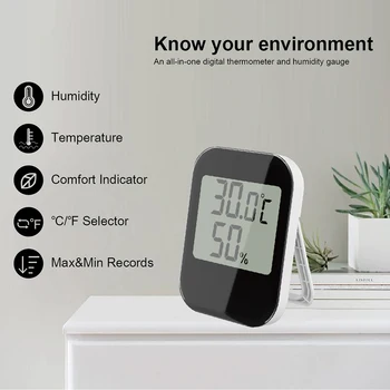 Elektroniniai Kambario Termometras su Drėgmėmačiu Skaitmeninių namų Temperatūros matuoklis Drėgmės ekranas Matuoklis su baterijomis