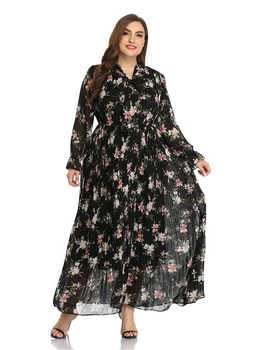 2021 Abaja Ilgai Pavasarį Moterų Ruched Ponios Suknelės Drugelis Rankovėmis Plius Didelis Dydis Mados Elegantiškas Maxi Ramadanas Suknelė