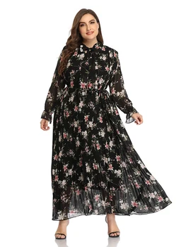 2021 Abaja Ilgai Pavasarį Moterų Ruched Ponios Suknelės Drugelis Rankovėmis Plius Didelis Dydis Mados Elegantiškas Maxi Ramadanas Suknelė