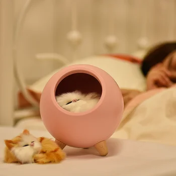 USB Cute Cat House Touch Tamsos LED Nakties Šviesos Vaikas, Kūdikis Miegamųjų Namo Moderni Patalpų Studijų Naktiniai Apdailos Kūrybos Dovana, Lempos