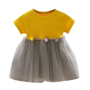 #40 Bamblys Princesė Dress Vaikams Drabužių Kratinys Tiulio Drabužius Saldus Mygtuką Apdailos Princesė Suknelės Детское Платье