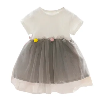 #40 Bamblys Princesė Dress Vaikams Drabužių Kratinys Tiulio Drabužius Saldus Mygtuką Apdailos Princesė Suknelės Детское Платье