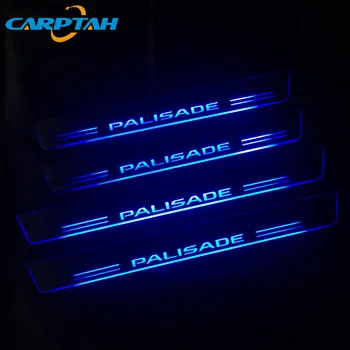 CARPTAH 4PCS Juda LED Šviesos Durų Slenksčio Nusitrinti Plokštė Kelias Dinaminis Streamer Šviesos Hyundai Palisadas 2019 2020 2021