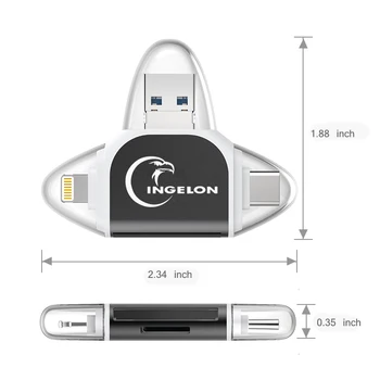 Ingelon adaptateur carte sd usb micro SD kortelė, usb typec otg Kortelių skaitytuvas no3.0 USB micro usb žaibo adapterį, kompiuterio priedai