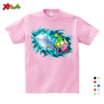 2019 Mielas Kirby Mergina Marškinėliai Žaidimas Vaikams, marškinėlių Futbolo Žvaigždė Sąjungininkės Simbolių Vaikų Vasaros Viršūnes Berniukas Animaciją Anime Rožinės spalvos Modelis