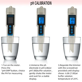 Atsparus vandeniui ORP Matuoklis, PH Testeris 3 in 1 ORP TEMP PH Metrai oksidacijos-redukcijos Potencialą Testeriai Vandens Kokybę Priemonė, Įrankis, Vandens Jutiklis 40%