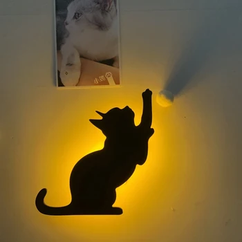 Katė Sienos Lempos Mini Animacinių filmų Gyvūnų Katė Šuns Siluetas LED Vaikai Miegamojo Puošimas Balso+Šviesos Jutiklis Pagalbos Naktį Žibintai 10126
