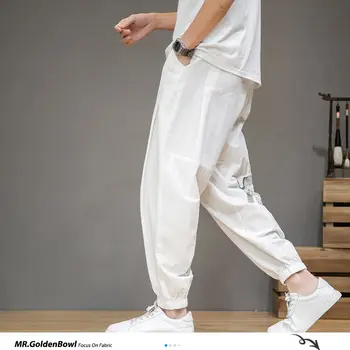 MrGoldenBowl Kinų Stiliaus Spausdinti Vyras Haremo Kelnės Medvilnės Skalbiniai Vyrų Atsitiktinis Laisvas Kelnes 2020 Japonijos Vyrų Poilsiu Kelnės